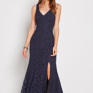 BCBG Generation Black Floral Lace Side Slit Dress - Size 2